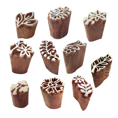 Attractive Small Floral Leaf Shape Wooden Blocks (Set of 10)