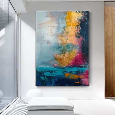 【F4号】good blue(spelling) 油絵 oil painting Original Blue hand painted Oil Painting Abstract Modern Decoration