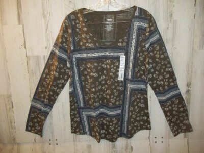 New Sonoma Goods For Life Essential V-Neck Tee Shirt Top Size Large L Patchwork