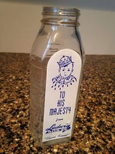 NOS Vintage Samuel Callet Co Glass Baby Bottle TO HIS MAJESTY 