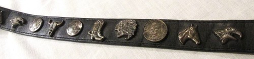 Cinturón de cuero occidental negro vintage XL para hombre con tachuelas adornado 44 pulgadas Hecho en Estados Unidos - Imagen 3 de 9