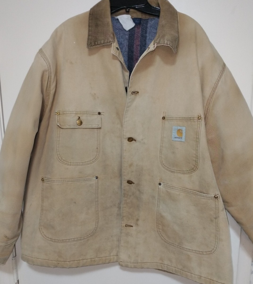 Vintage 1985 Carhartt Blanket Lined Chore Work Jacket Men Sz XL