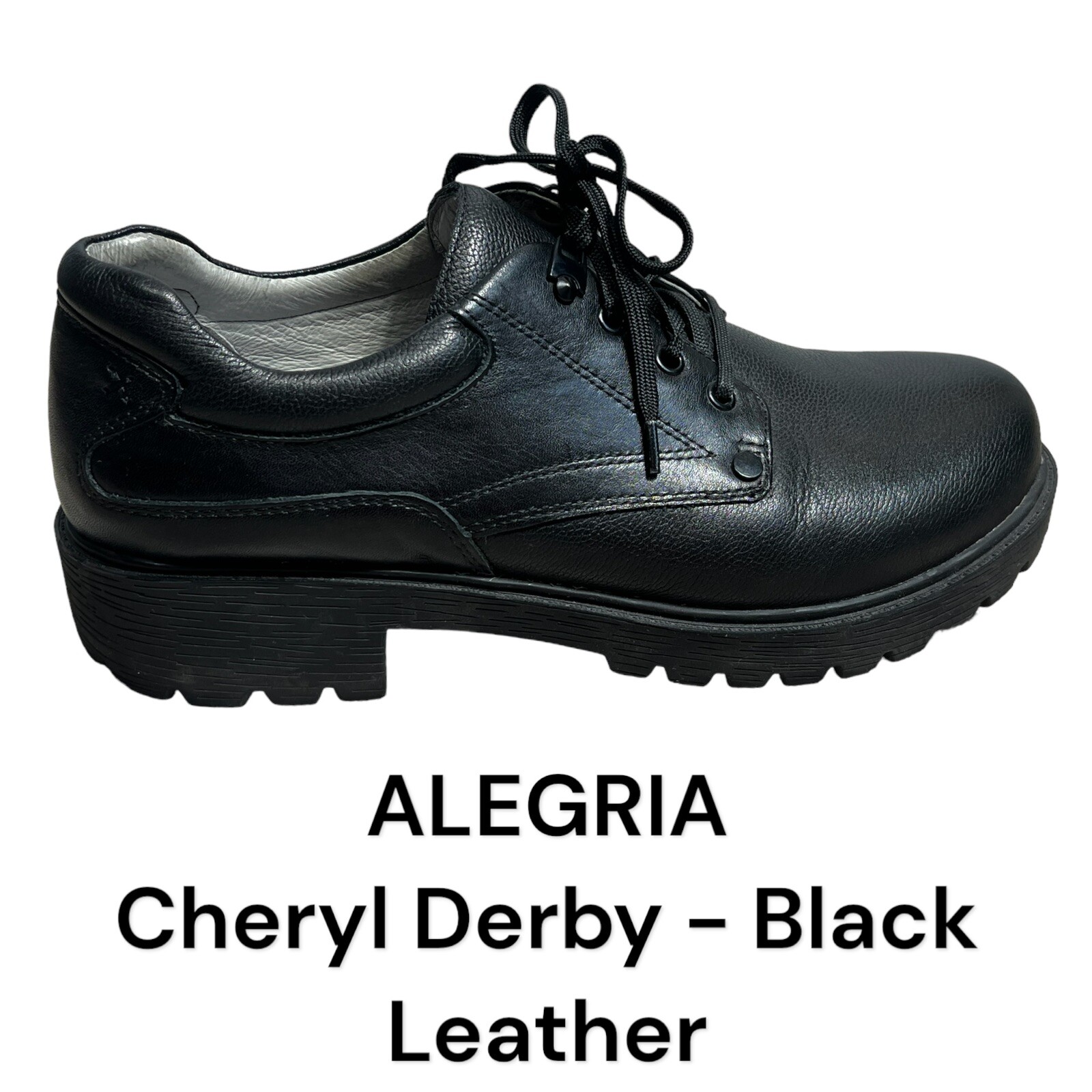 SAOLA Suola ad alegria Cheryl Derby nera in pelle tacco grosso taglia US 9 5 10