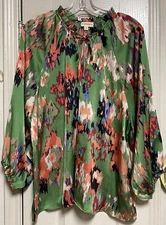 ee:some Lovely Flowing Floral Front Tie M Blouse