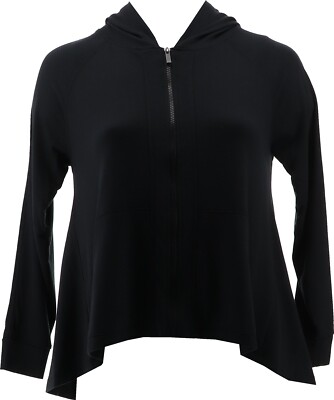 DG2 Diane Gilman Downtime Flutter-Back Hoodie Black L NEW (708)