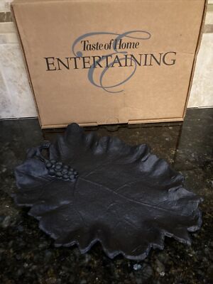 Black Grape Leaf Serving Platter Taste Of Home Entertaining New In Box