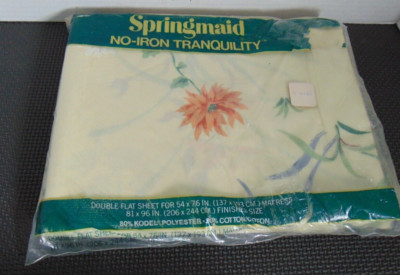Vintage Springmaid Double Flat Sheet No Iron Tranquility NOS
