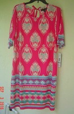 NWT MADISON LEIGH PINK BLUE FLORAL SHIFT CAREER DRESS SIZE 16 $99