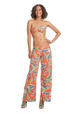 NWT 140 Sz Small Trina Turk Sea Garden Swim Cover Pants Tangerine