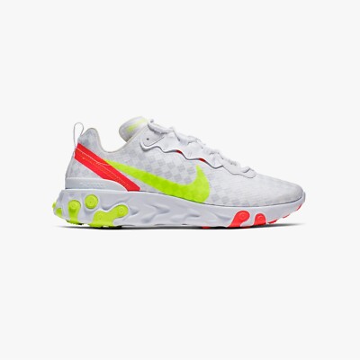 Nike React Element 55 Mens White Volt Crimson Sneakers CJ0782 100