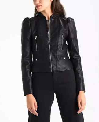 Fashionable Handmade Casual Party Women's Genuine Lambskin Black Leather Jacket