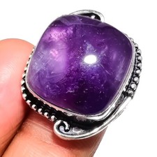 Purple Amethyst Gemstone Handmade 925 Sterling Silver Jewelry Ring Size 7 US 