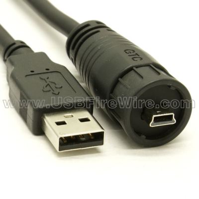 Waterproof USB Cable - Mini-B to A (USB Firewire RR-114220-05-196)