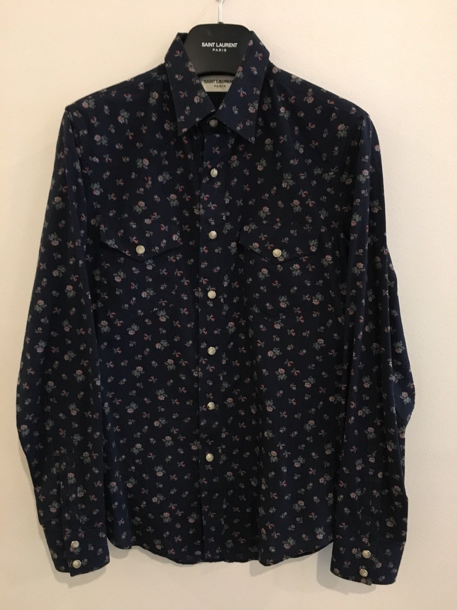 Saint Laurent Hedi Slimane SS15 Dark Blue Western Shirt