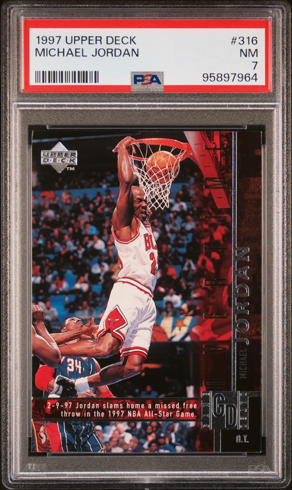 1997 UPPER DECK #316 MICHAEL JORDAN PSA 7