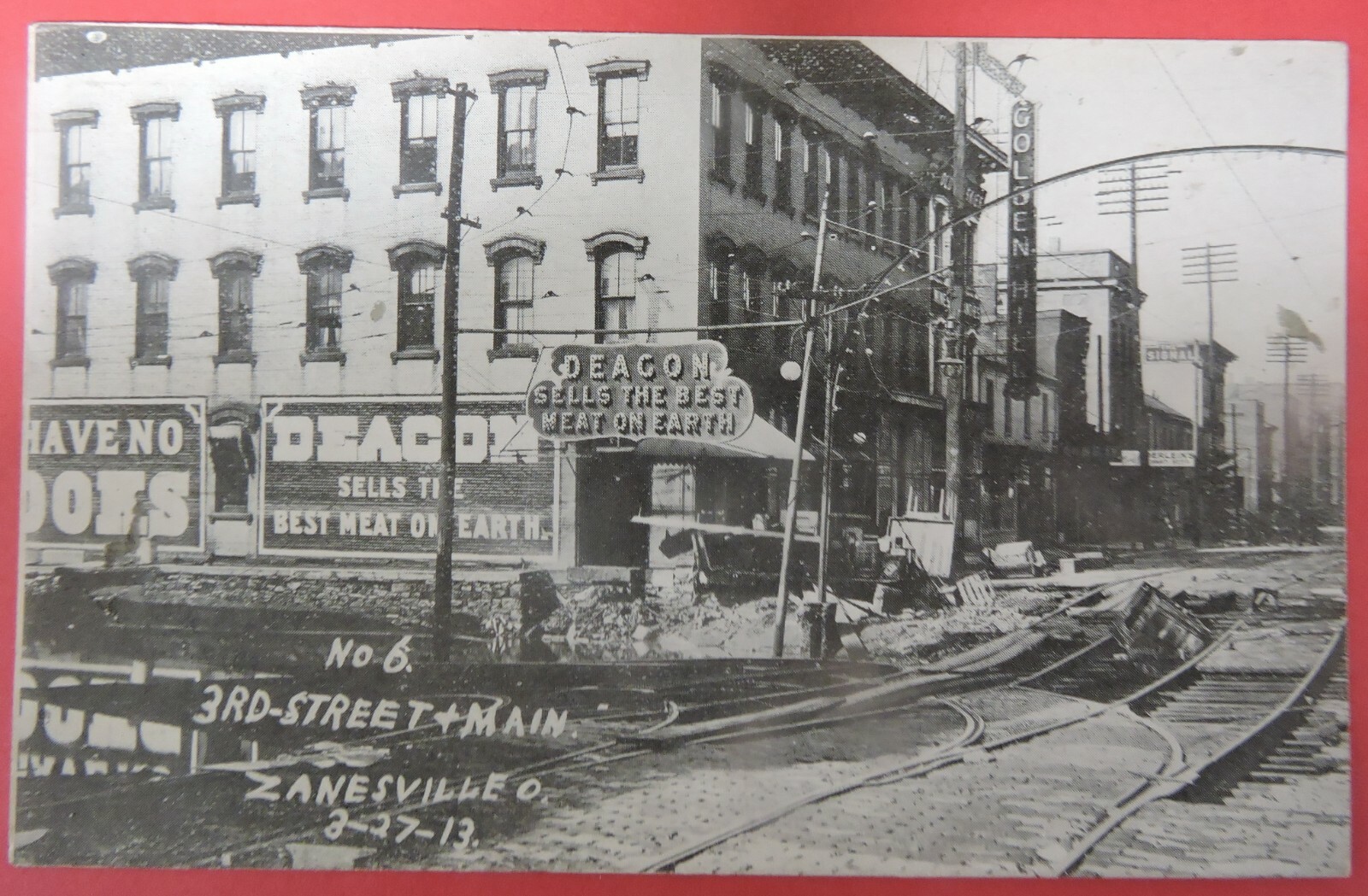 ANTIQUE VTG POSTCARDGREAT FLOOD OF 19133RD STREET & MAINZANESVILLE