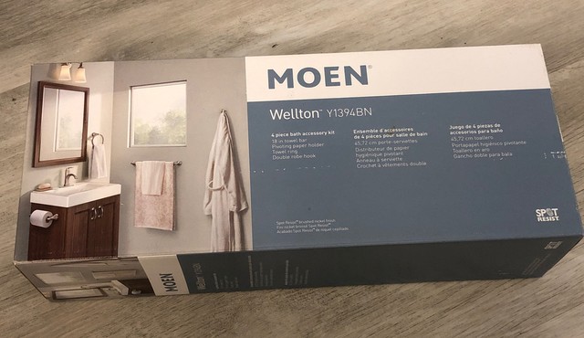 Moen Wellton Y1394bn 4 Pcs Bath Accessory Kit Brushed Nickel Finish For Sale Online Ebay