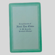 Vintage Eau Claire Wisconsin Hotel Eau Claire WI Single Playing Card Swap