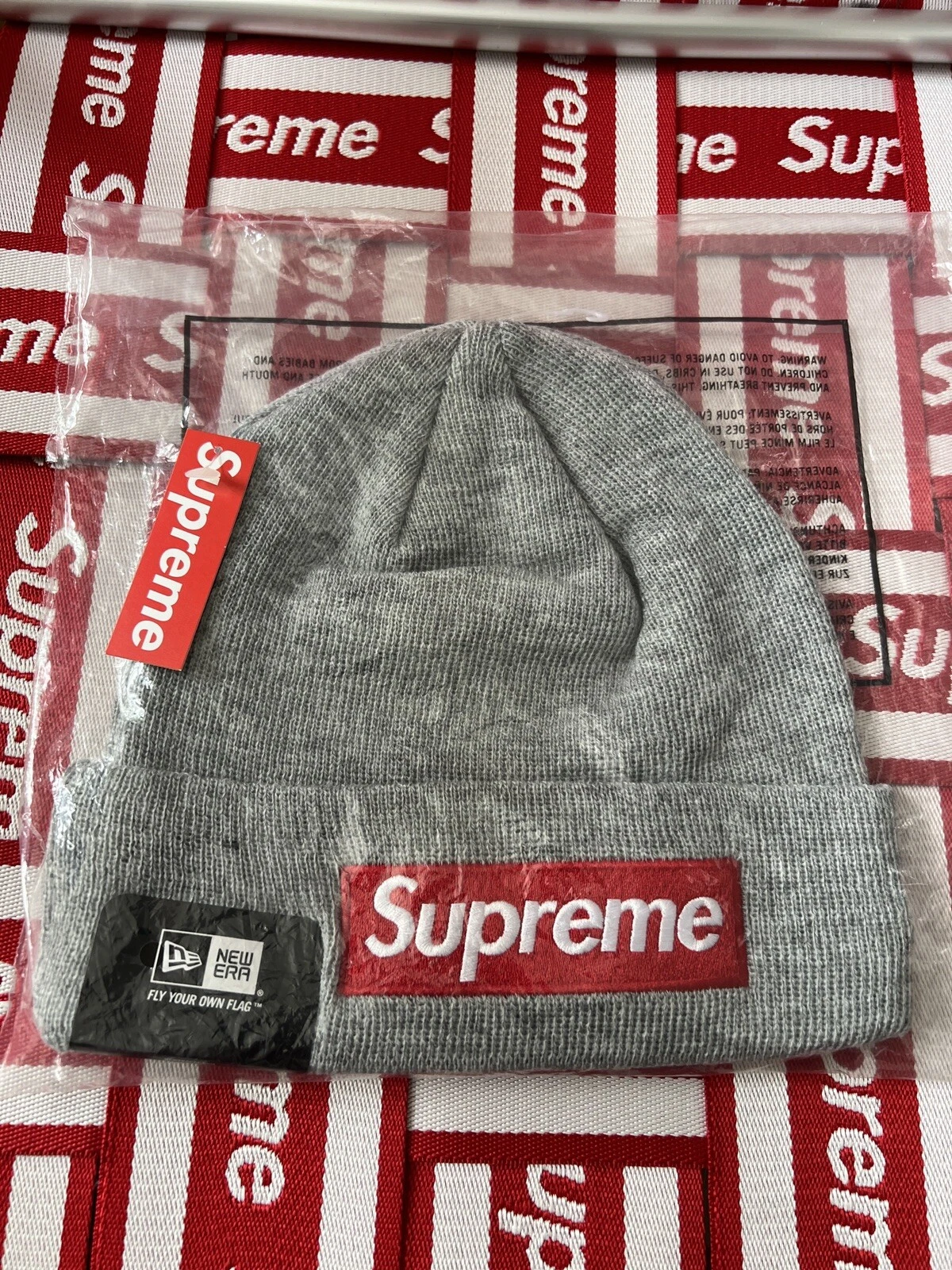 Bonnet vintage logo boîte suprême ! FW15 ! Gris bruyère !!NEUF AVEC ÉTIQUETTE !Rare !100% authentique !