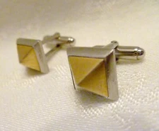 Vintage MMA WAG Pyramid CUFFLINKS 2 Tone GOLD & SILVER Metropolitan Museum