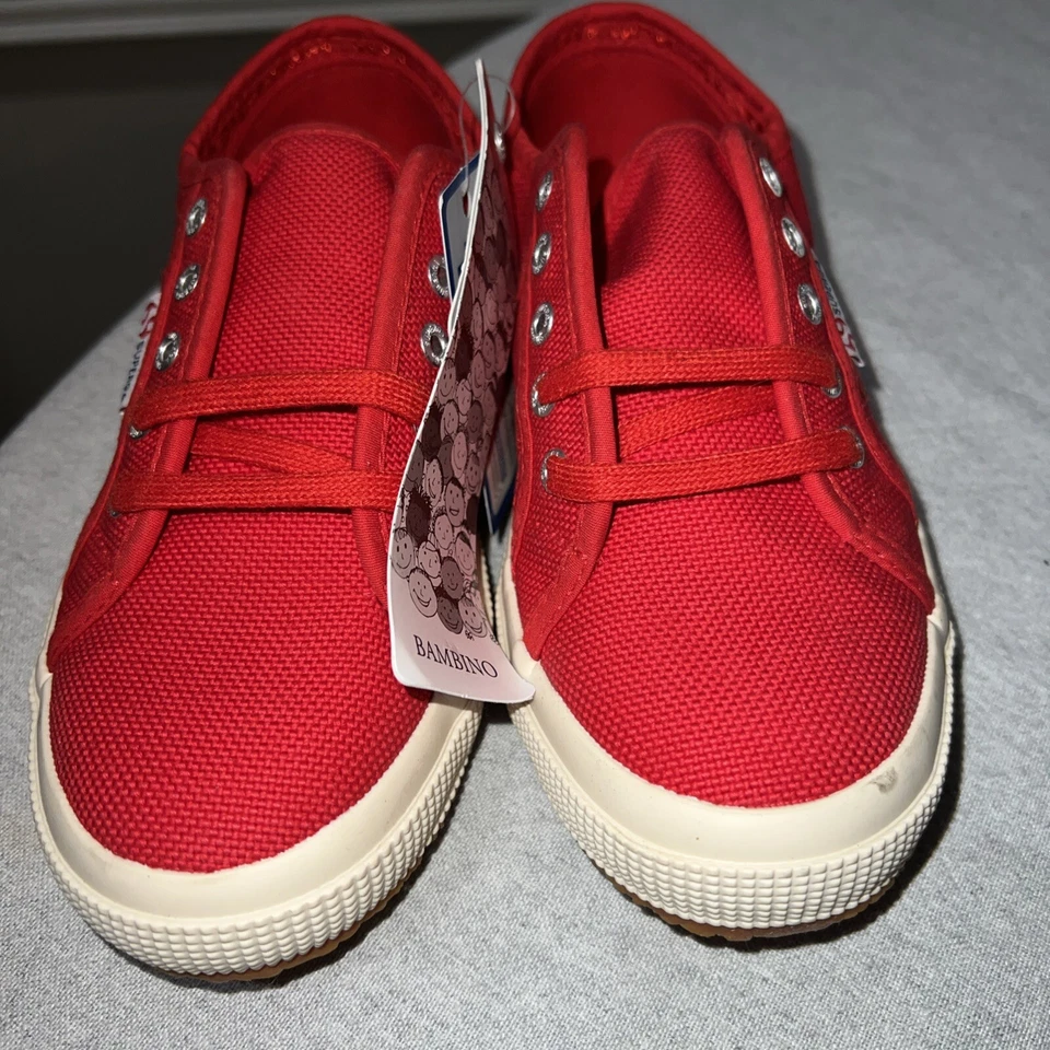 Zapatillas deportivas clásicas Superga YOUTH RED de lona 2750 Coto bajas nuevas con etiquetas 31UE/13,5 EE. UU. Foto 4 de 4