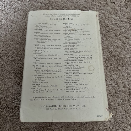 Valiant for the Truth First Edition David Otis Fuller Evangelical Writings Book - Picture 7 of 7