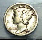 1920-D Mercury Silver Dime, GOOD/VG Details, KM#140