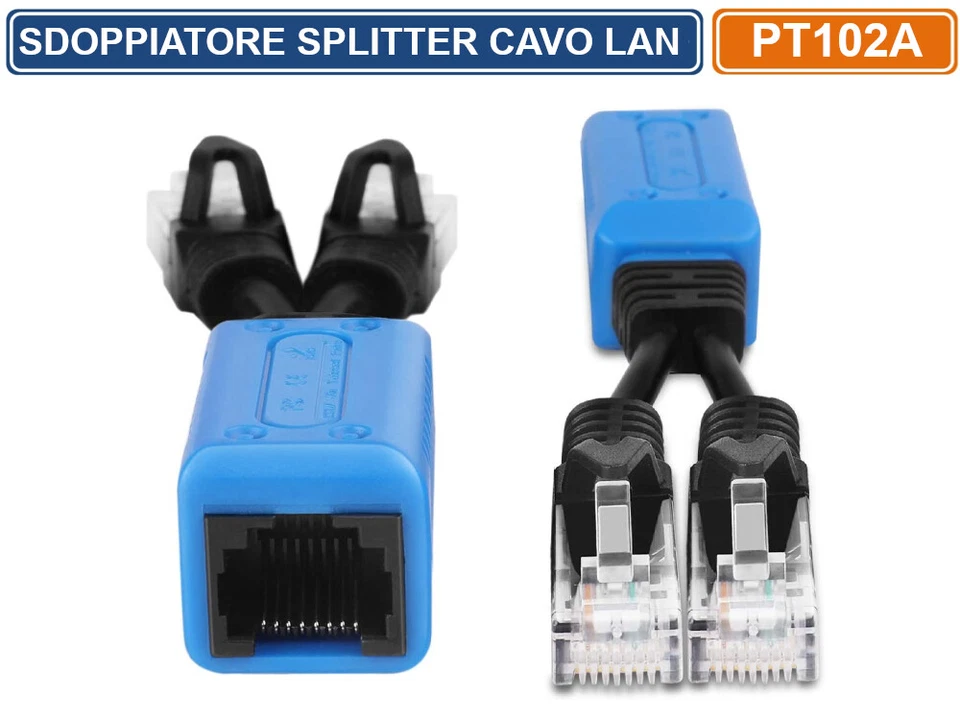 COPPIA ADATTATORE SDOPPIATORE PER CONNESSIONI IP NETWORK LAN RJ45 - Immagine 4 di 4
