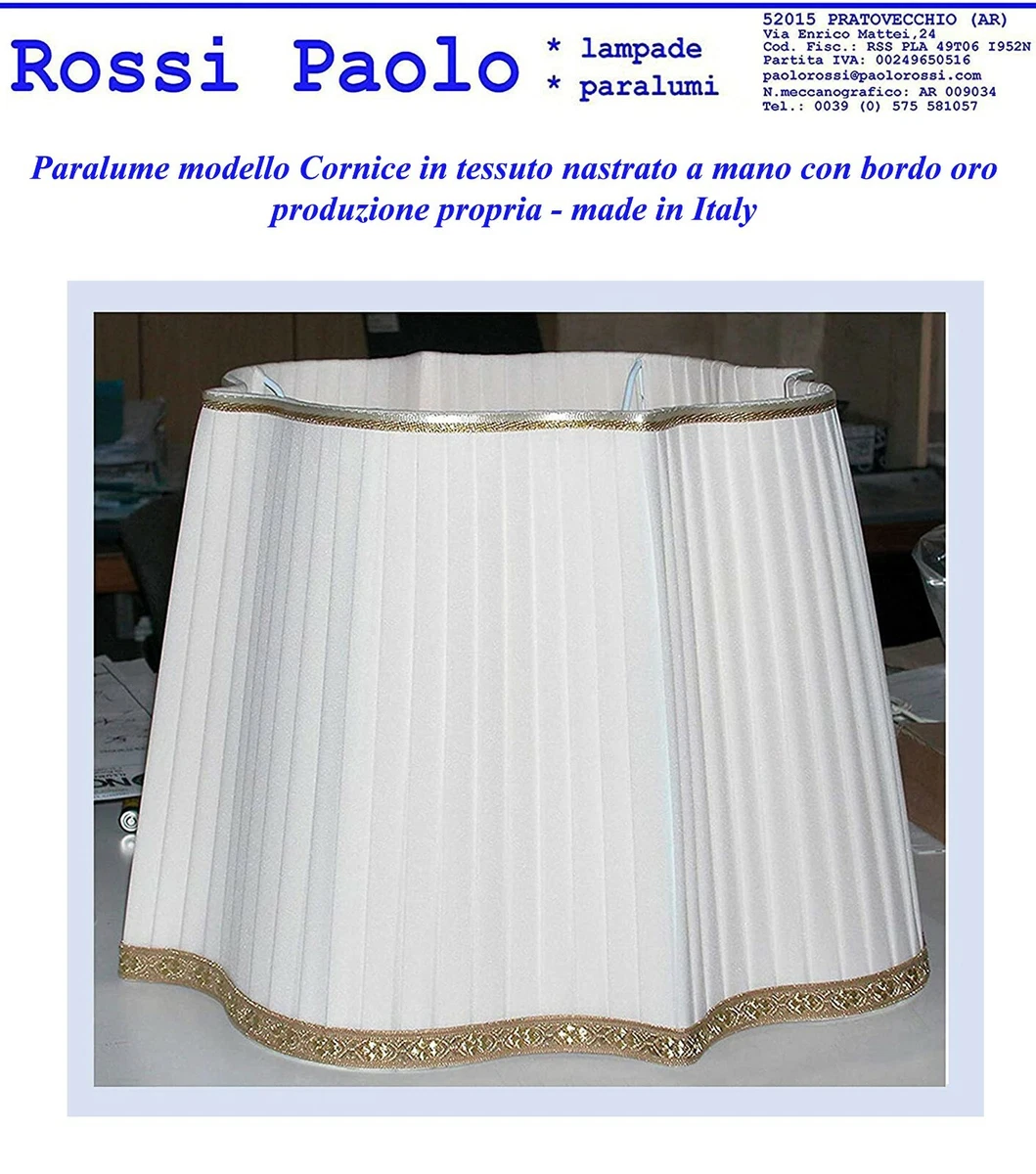 Paralume classico Impero in tessuto Plissettato Pongè Avorio con Passamaneria 10 - per lampada da tavolo, comodino - Artigianale Made in Italy - D.50 cm Attacco E27
