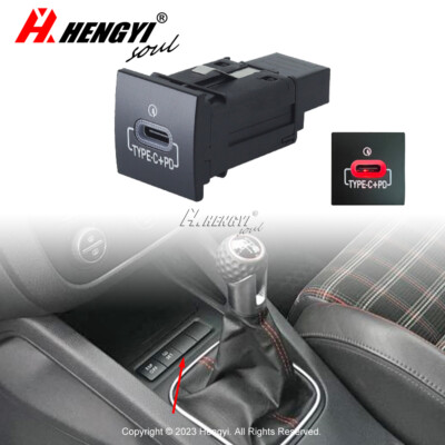 Red LED Switch Button USB-C PD Fast Charger For Jetta MK6 10-14 Scirocco 08-14