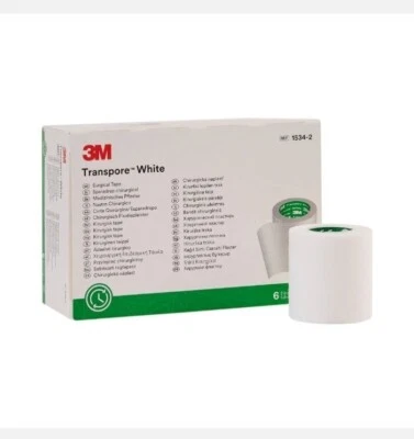 3M Transpore 1534-2 White Surgical Tape ( 2 in x 10 yd ) - Box of 6 Rolls