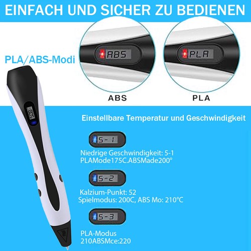 3D Stifte SET 1,75MM 12Farben 120ft PLA Filament ABS 3D Pen DIY Kinder Geschenk - Bild 39 von 55