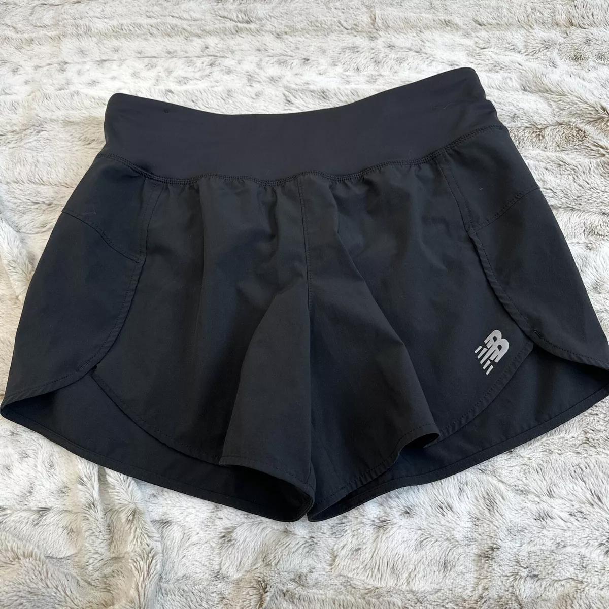 New Balance black running shorts back zip pocket women medium