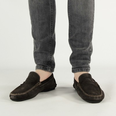 Mens Casual Comfort Faux Suede Penny Moccasin Driving Loafers Shoes Navy Blue