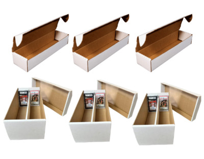 3-Pack 800-count Card Storage Box & 3-pack 2-Row Graded Card Box ...