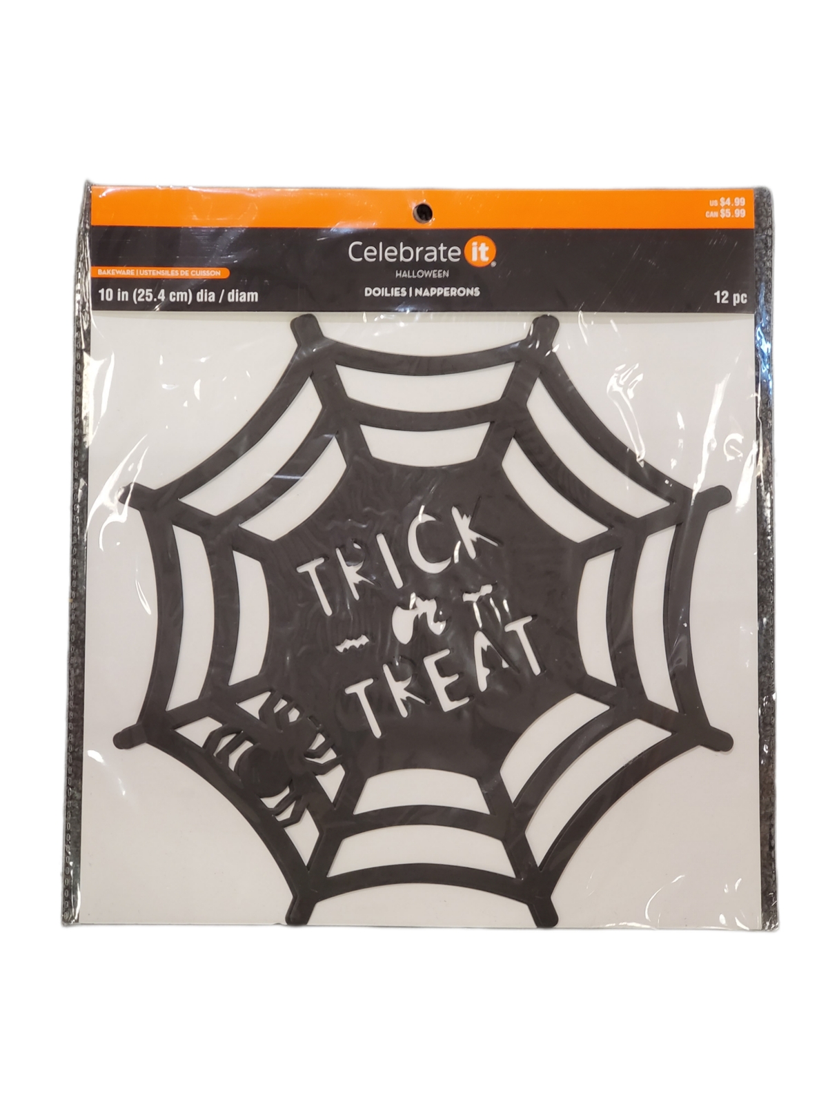 CELEBRATE IT, HALLOWEEN DOILIES, TRICK OR TREAT BLACK 12 pc