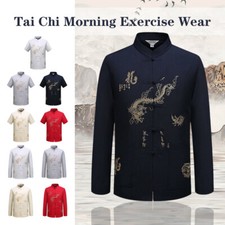 Chinese Traditional Men Tang Clothing Top Mandarin Collar Kung Fu Wing ChunM-3XL