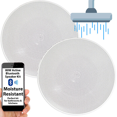 Aktiver Bluetooth Deckenlautsprecher Set 5,25'' 80W Feuchtigkeitsbeständig Badezimmer Audio