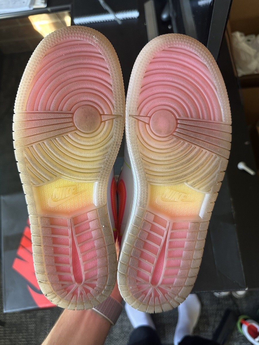 Size 5Y - Air Jordan 1 Mid GS Edge Glow Pink Orange Yellow