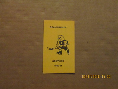 CHL Grand Rapids Grizzlies Vintage Defunct Circa 1980-81 Logo Pocket Schedule
