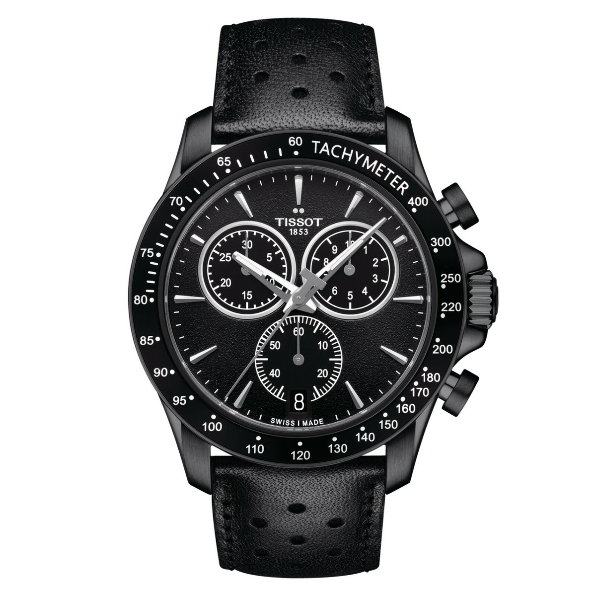 TISSOT V8 QUARTZ CHRONOGRAPH BLACK PVD LEATHER MEN'S WATCH T106