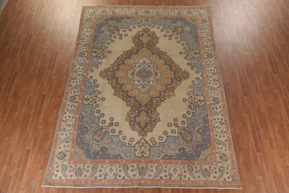 Distressed Over-Dyed Traditional Area Rug 9x13 ft Hand-knotted Wool Carpet - Image 3 of 4