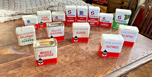 15 Vintage Metal Spice ContainersTones Shilling