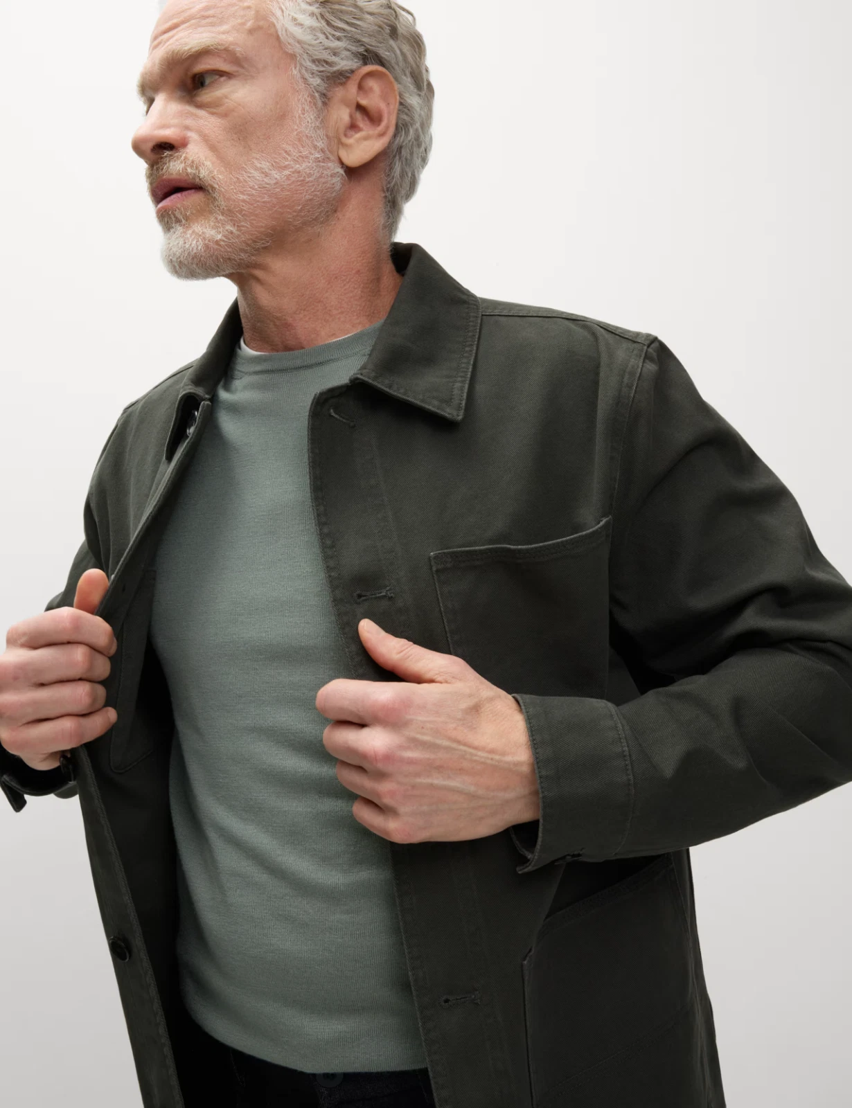 M&S Pure Cotton Chore Jacket Charcoal Comfortable Layering contemporary styles