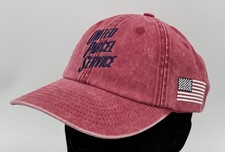 United Parcel Service UPS Employee Red Garment Dyed Cotton Strapback Hat NWOT