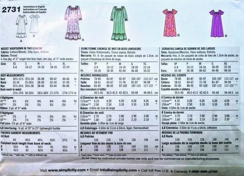 Simplicity Misses' Nightgown See & Sew Pancho Pullover & Embroidery Fabric - Picture 4 of 8