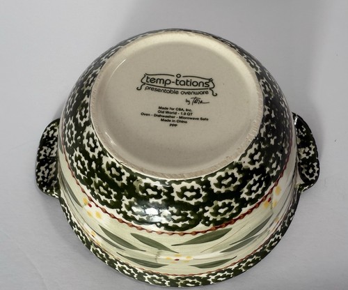 Temp-tations Old World Green By Tara 1 qt Mixing Serving Bowl With Handles - Picture 3 of 7