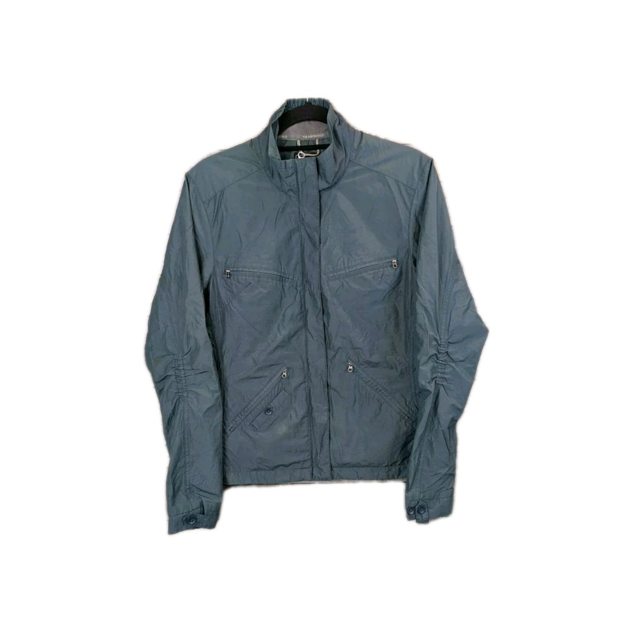 North Face Utility Jacket Womens Medium Petrol Blue Biker Style Zips Slim Fit 