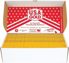 Cra-Z-Art USA Gold School Box 750ct #2HB Yellow Pencils Made in USAa