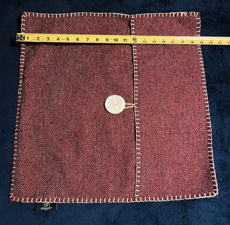 Phantoscope Red/white Decorative Pillow COVER Linen Trim Farmhouse Set Of 2- 19” - Image 3 of 4